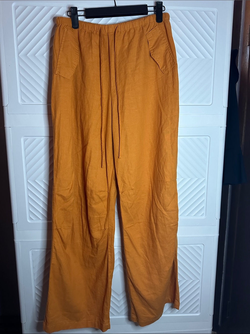 Hunter & Brown Women's Wide-Leg Drawstring Pants in Burnt orange